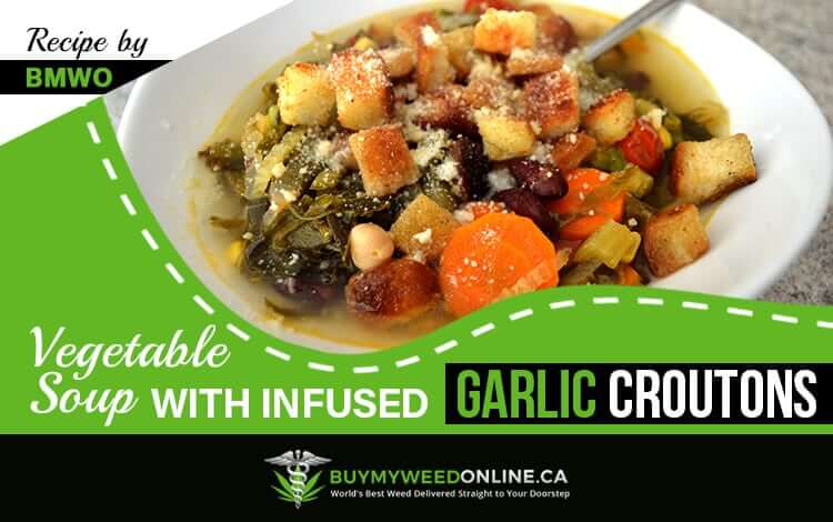 Vegetable Soup with Infused Garlic Croutons