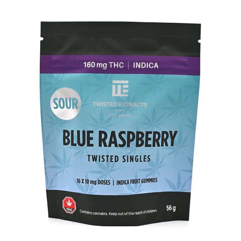 Weed Gummies Blue Raspberry Sour Blue Raspberry Twisted Singles | Premium Indica Gummies