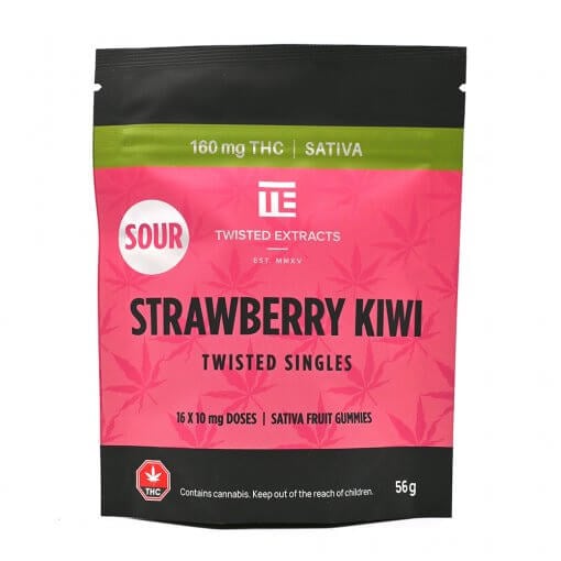 Sour Twisted Singles &#8211; Strawberry Kiwi &#8211; 160mg &#8211; Sativa &#8211; Twisted Extracts