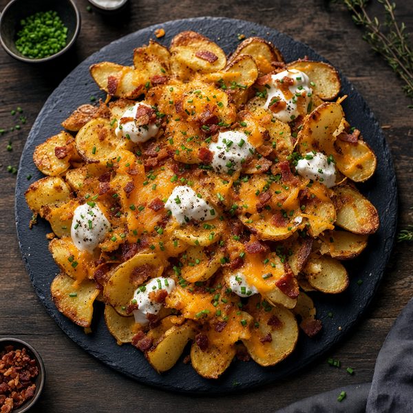 Loaded Potato Nachos - professional food photography | BMWO