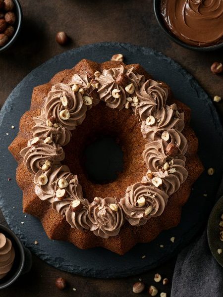 Hazelnut Bundt Cake with Nutella Whipped Cream - professional food photography | BMWO