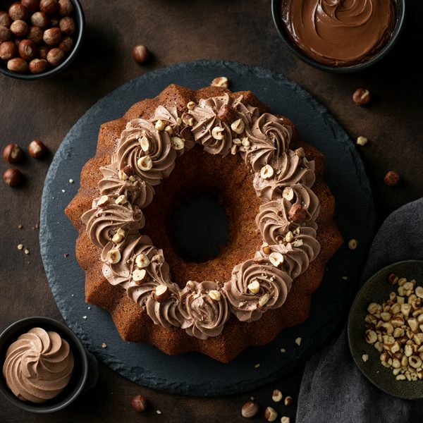 Hazelnut Bundt Cake with Nutella Whipped Cream - professional food photography | BMWO
