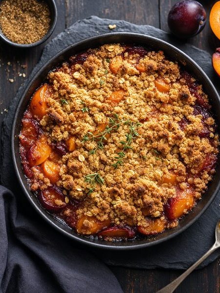 Plum and Apricot Crumble - professional food photography | BMWO