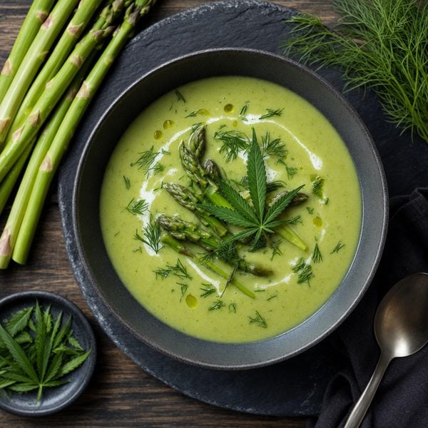 Seasonal Cannabis-Infused Asparagus-Dill Soup - professional food photography | BMWO