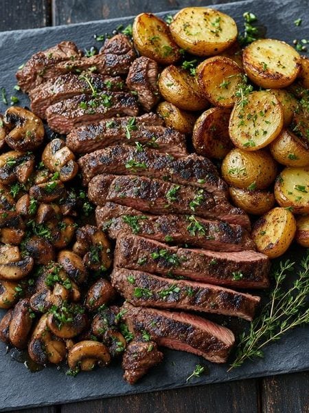 Skirt Steak with Potatoes and Mushrooms - professional food photography | BMWO