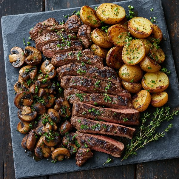 Skirt Steak with Potatoes and Mushrooms - professional food photography | BMWO