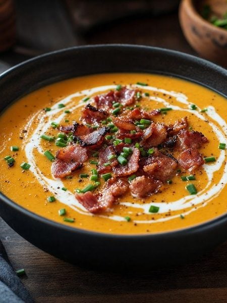 Spiced Sweet Potato and Bacon Soup - professional food photography | BMWO
