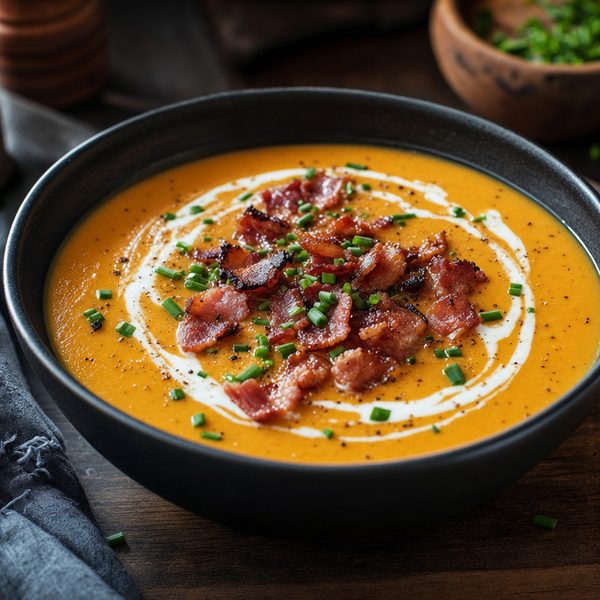 Spiced Sweet Potato and Bacon Soup - professional food photography | BMWO