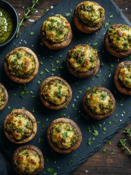 Stuffed Mushrooms with -oil Pesto - professional food photography | BMWO