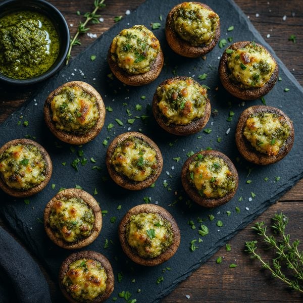 Stuffed Mushrooms with -oil Pesto - professional food photography | BMWO