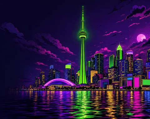 Toronto CN Tower neon art