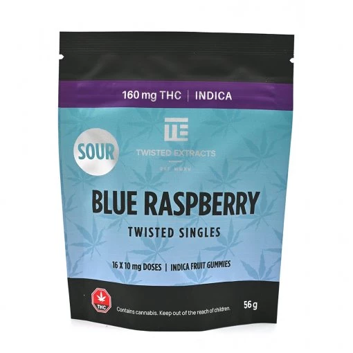 Sour Twisted Singles &#8211; Blue Raspberry &#8211; 160mg &#8211; Indica &#8211; Twisted Extracts
